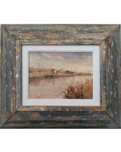 Giampiero Novelli, Marina of Pisa, oli on cardboard, 32,5x38,5 cm (with frame)