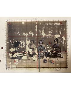Enrico Pambianchi, Interno giapponese, collage, disegno e strappo su cartoncino, 36x50,5 cm