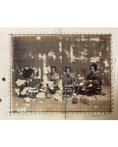 Enrico Pambianchi, Interno giapponese, collage, disegno e strappo su cartoncino, 36x50,5 cm