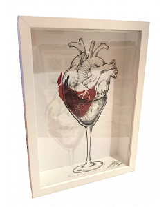 Loris Dogana, Heart of glass, in vitro graphics, 23x32x6 cm (with frame)