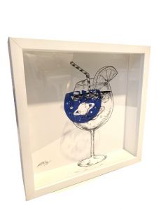 Loris Dogana, Space glass, in vitro graphics, 23x32x6 cm (with frame)