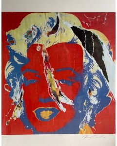 Mimmo Rotella, Omaggio a Warhol, seridécollage, 78x88 cm