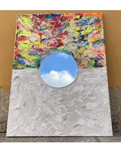 Nicola De Marsico, Mat3ria, acrilico, gesso e specchio su tela, 70x50 cm