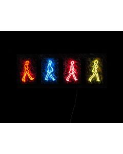 Christian Gobbo, Abbey Road, neon, acrilico su tela, legno, 105x40x11 cm 
