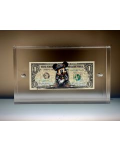 Paz Blandina, Mickey Dollar, Tecnica mista su banconota da 1 dollaro USA, 22x13,5x4 cm
