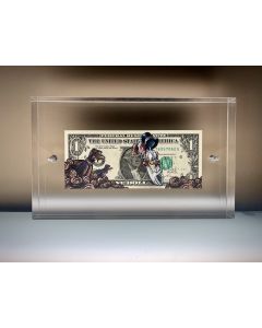 Paz Blandina, Zio Paperone, Tecnica mista su banconota da 1 dollaro, 22x13,5x4 cm