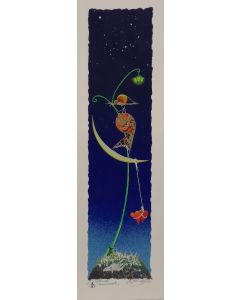 Meloniski da Villacidro, Innamorati, serigrafia e collage ritoccata a mano, 15x50 cm