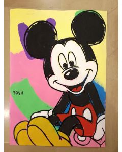 Andrew Tosh, Topolino, acrilico e smalto su carta, 32,5x48 cm