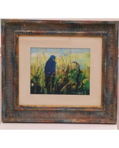 Enrico Canetti, In the field, acrylic, 24x30 cm (54x49 cm with the frame)