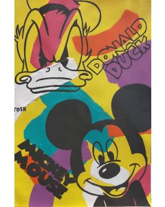 Andrew Tosh, Donald Duck e Mickey Mouse, acrilico e smalto su carta, 33x48 cm, 2020