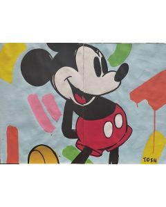 Andrew Tosh, Mickey, acrilico e smalto su carta, 66x48cm, 2020