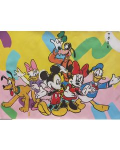 Andrew Tosh, Topolino e i suoi amici, acrilico e smalto su carta, 66x48cm, 2020 