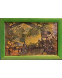 French School,  Station, Oil on panel, 13x19 cm (with frame)