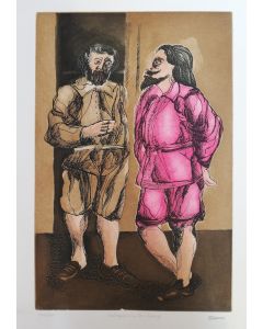 Saverio Terruso, Conversation with Don Rodrigo, etching, 50x35 cm