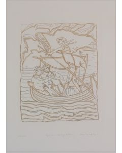 Remo Brindisi, That branch of Lake Como, etching, 50x35cm