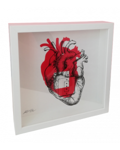 Loris Dogana, Plug and Play (heart), in vitro graphics, 27x27x6 cm (with frame)