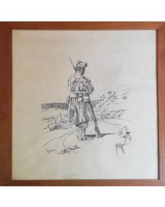 Giovanni Fattori, Sentinella, litografia, 48x40 cm (con cornice)