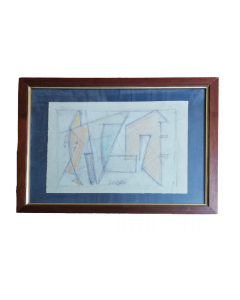 Atanasio Soldati, Italian abstract, crayon on paper, 27x34 cm 