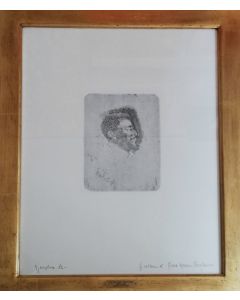 Giovanni Fattori, Testa d'uomo, acquaforte, 20x13 cm (56,5x41,5 cm con cornice)