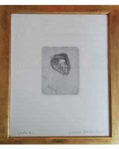 Giovanni Fattori, Testa d'uomo, acquaforte, 20x13 cm (56,5x41,5 cm con cornice)