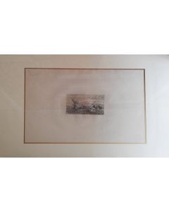 Giovanni Fattori, Stop of donkeys, etching, 12.5x20 cm (38.5x51 cm sheet), 1925