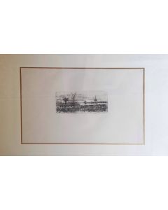 Giovanni Fattori, Nel piano di Pisa, acquaforte, 10x21 cm (38,5x51 cm foglio), 1925