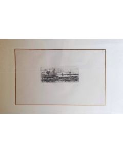 Giovanni Fattori, In the Pisan plain, etching, 10x21 cm (38,5x51 cm foglio), 1925