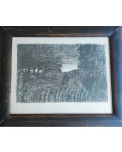 Giovanni Fattori, Sunset, etching, 15x23 cm (26,5x32 cm with frame)