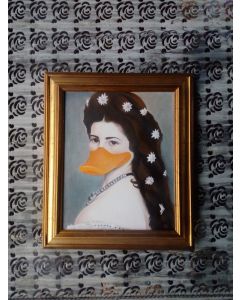 Katysart, Sissi Daisy Duck, retouché su tela, 32x37,5 cm