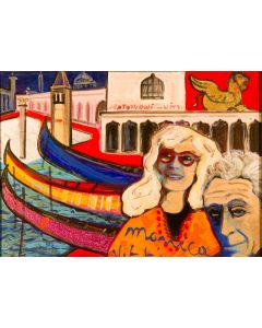 Carlo Massimo Franchi, Monica Vitti, tecnica mista su plexiglass opalino, 35,5x52x13 cm 