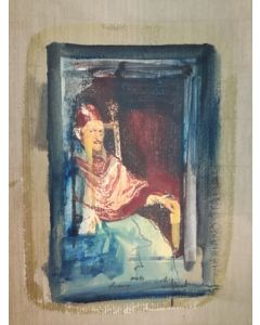 Enrico Pambianchi, Innocenzo X, collage, olio, acrilico, matite, gessetti, resine su carta, 24x30 cm