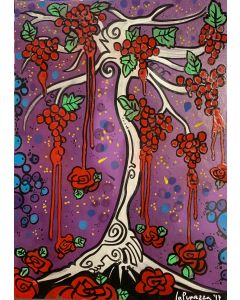 La Pupazza, The red grape tree, spray and acrylic on paper, 50x70 cm