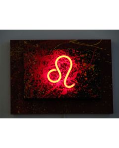Christian Gobbo, Leone, neon, acrilico su tela, legno, 40x30x11 cm 
