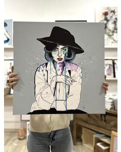 Sara Paglia, Lira, acrilico, acquarello e inchiostro su tela, 50x50 cm