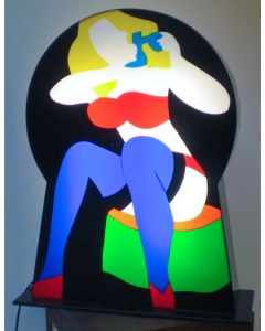 Marco Lodola, Pin up, scatola (scultura) luminosa, 62x50x18,5 cm