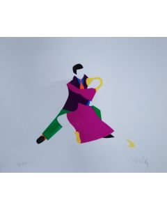 Marco Lodola, Dancers, sericollage on handmade paper, 40x50 cm