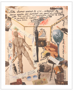 Maria Chiara Signorini, La stanza senza te, collage e inchiostro su carta, 50x62 cm