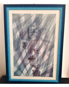 Oscar Morosini, Filippo Tommaso Marinetti, watercolor, 26x36 cm (with frame)