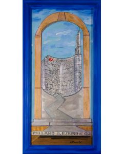 Carlo Massimo Franchi, Milan the future is here, mixed media, 78x36 cm