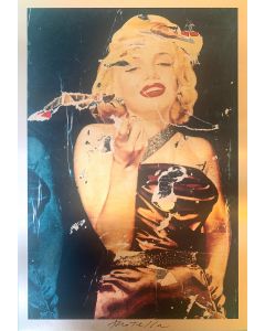 Mimmo Rotella, Eternal Beauty (Last Love Act), screen printing on gold plate (24 carat), 33x23 cm