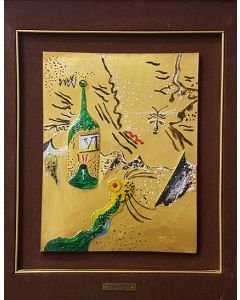 Joan Mirò, Lucky bee, silver and gold bas-relief, 30x25 cm