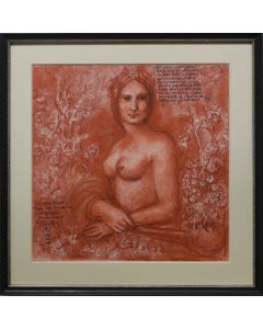 Giancarlo Prandelli, Mona Lisa con il volto del Salai, sanguigna ed inchiostro su cartoncino, 30x31cm (D233)