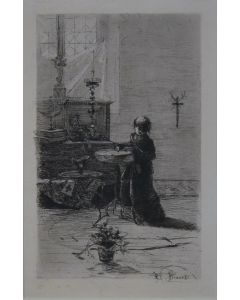 Mosè Bianchi, Enfant de Choeur en Italie, etching and acquatint, 22,5x14,6 cm  