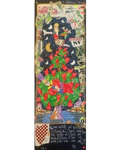 Francesco Musante, Sono salito sul grande albero, serigrafia materica, 17x50 cm