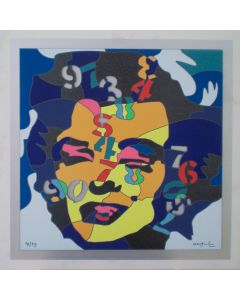 Ugo Nespolo, Marilyn pitagorica, serigrafia materica su faesite, 60x60 cm 
