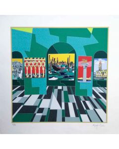 Ugo Nespolo, Venezia, screen printing, 70x70 cm 