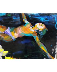 Claudio Malacarne, Swimmer 1, oil on paper, 40x50 cm