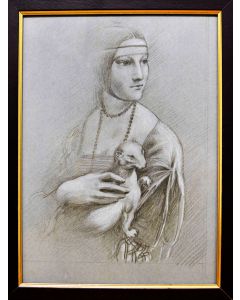 Giancarlo Prandelli, Omaggio alla Dama con l'ermellino, matita su cartoncino, 32,5x24cm (D57)