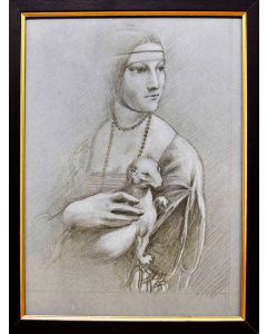 Giancarlo Prandelli, Tribute to the Lady with an Ermine, pencil on cardboard, 32,5x24cm (D57)