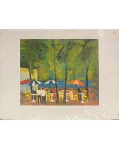 Landscape with parasols, lithograph, 90x70 cm